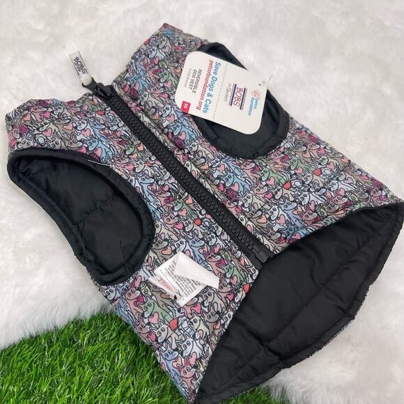 BOBS from Skechers Loverboy Reversible Dog Puffer Jacket, X-Small 11-13" - Picture 1 of 5